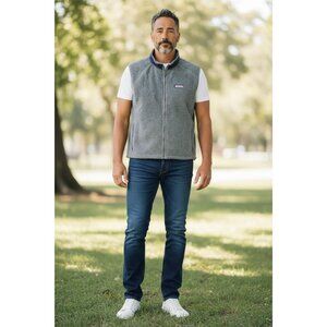Vineyard Vines Vest Mens XL Gray Fleece Full Zip Golf Camping Casual Office